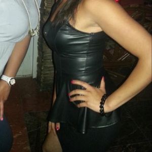 Pleather peplum blouse